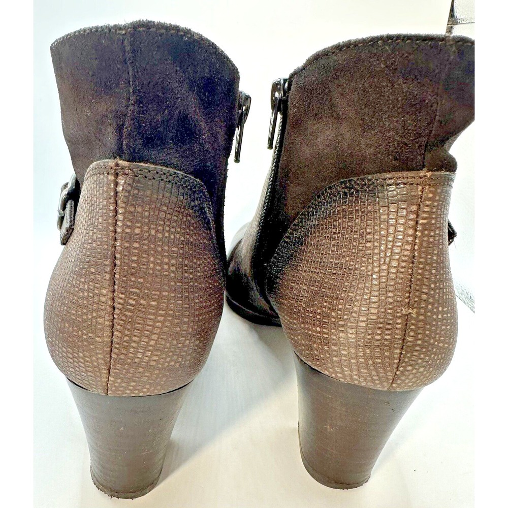 Hispanitas Booties Women's 39 Us 8.5 Brown Leather Suede Zip 2.5 Heel Ankle Boot - Picture 10 of 11